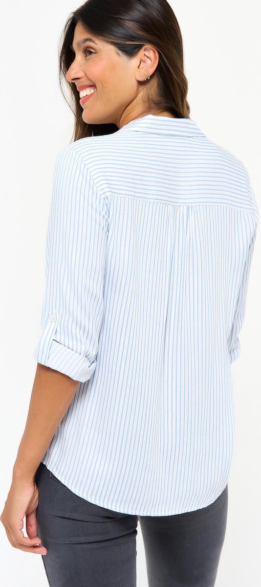 Blouse met zilver lurex en strepen - Light Blauw