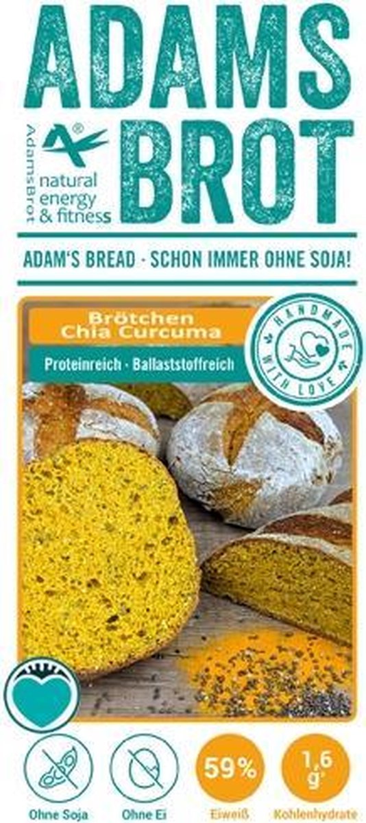 Adams Brot | Brotchen Chia-Curcuma | 1 x 200 gram  | Koolhydraatarm eten doe je zó!