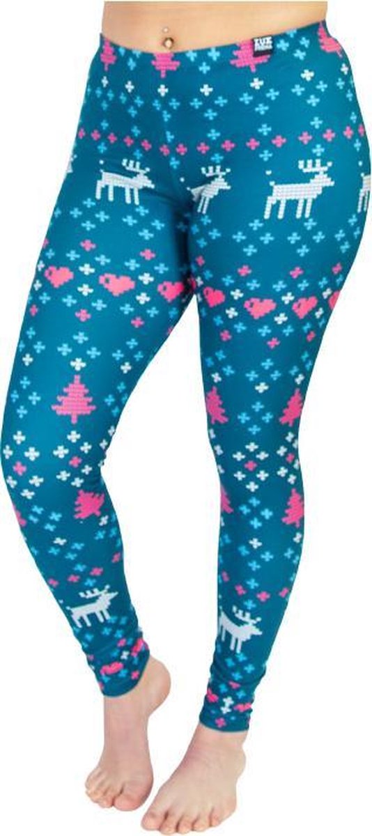 ZUMPREMA Foute kerst legging - Blauw Groen - roze