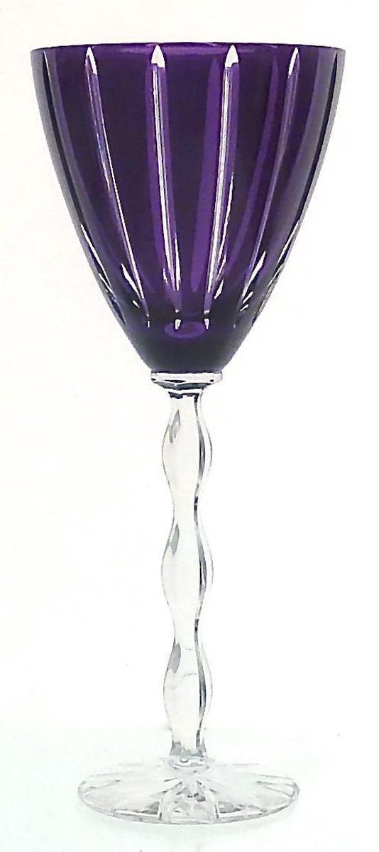Mond geblazen kristallen wijnglazen - Wijnglas LUXORIA - dark violet - set van 2 glazen - gekleurd kristal