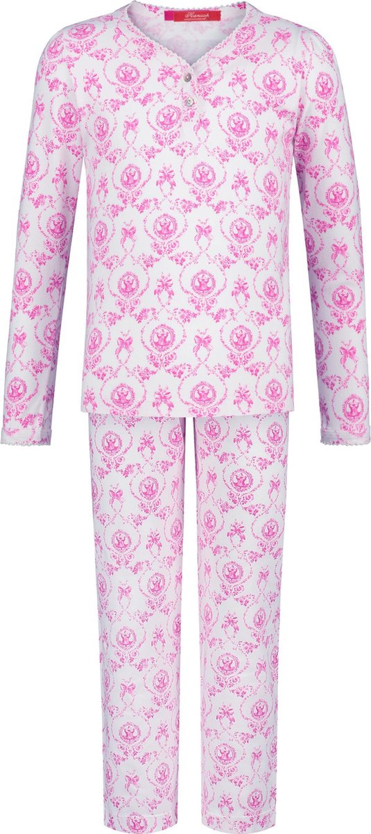 Luxe mooie zacht roze Girly Pyjama Set van Hanssop met verfijnde rand details en luxe knoop sluiting