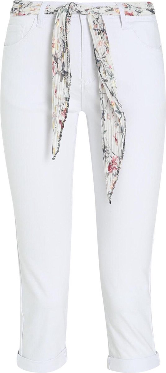 Cassis - Katoenen kuitbroek met foulardriempje - Wit