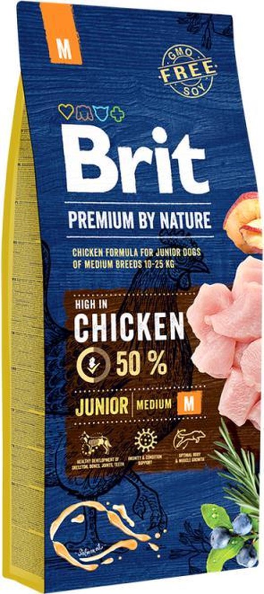 Brit Premium by Nature hondenvoer Junior M 15 kg -  - 80009421