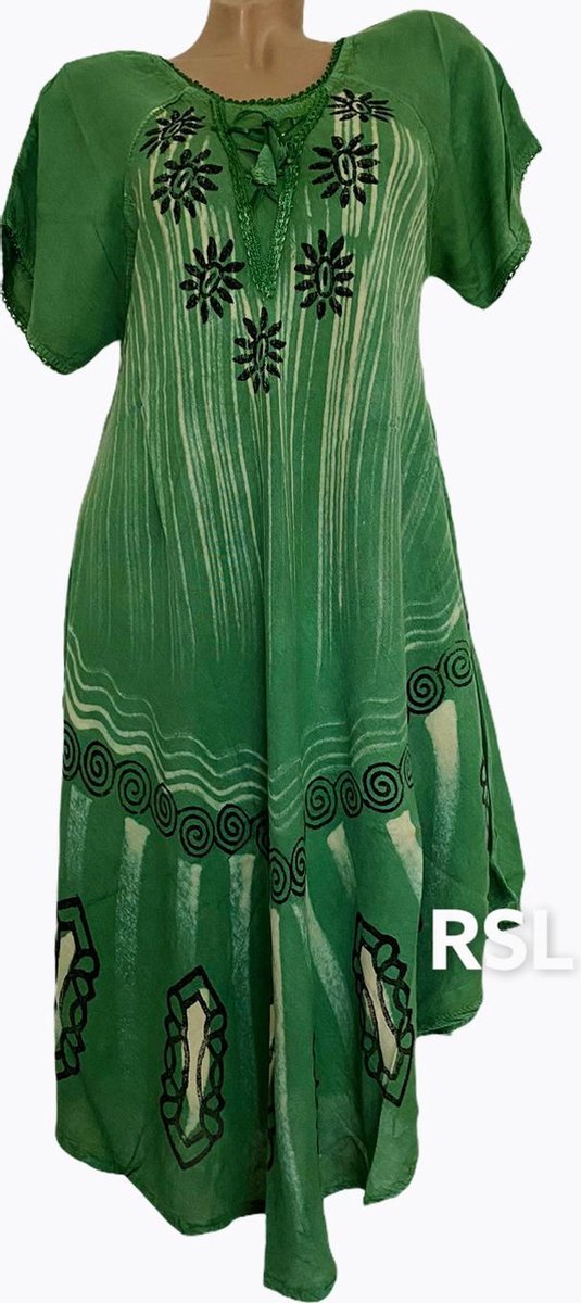 Dames zomer jurk met print onesize 36-40 groen/zwart