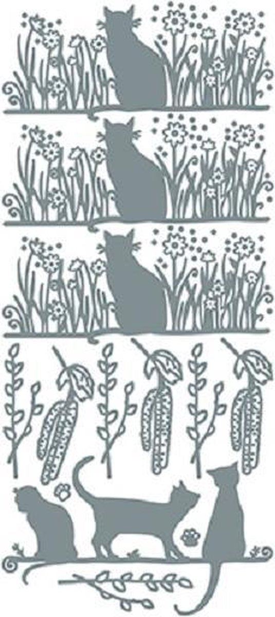 Stickervel katten zilverkleurig - stickers voor kaarten maken