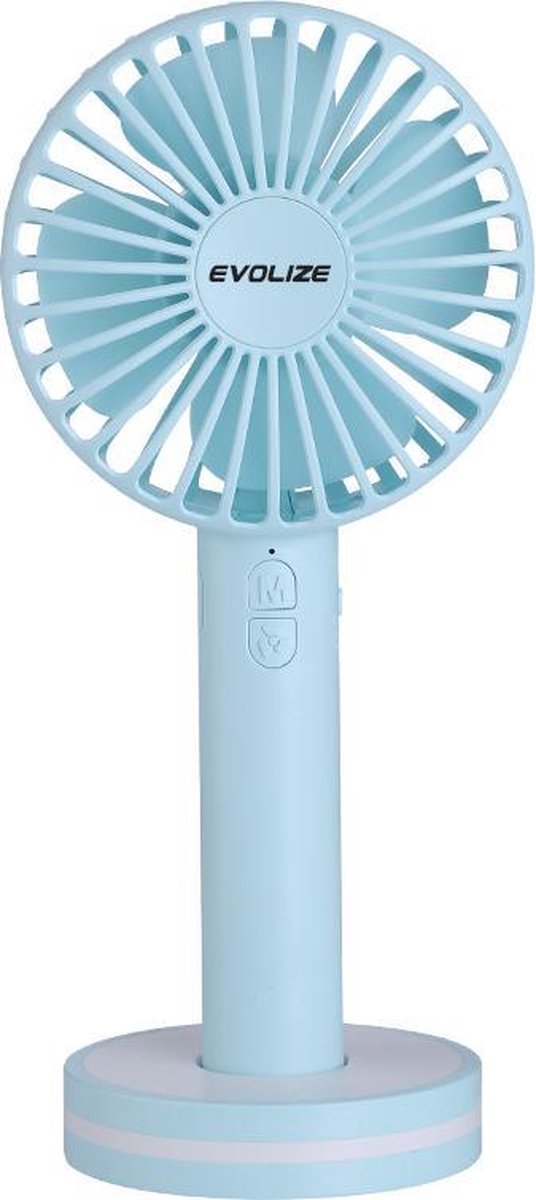 Evolize Stille Draadloze Mini Handventilator - 3 Snelheden - USB Oplaadbaar - Blauw