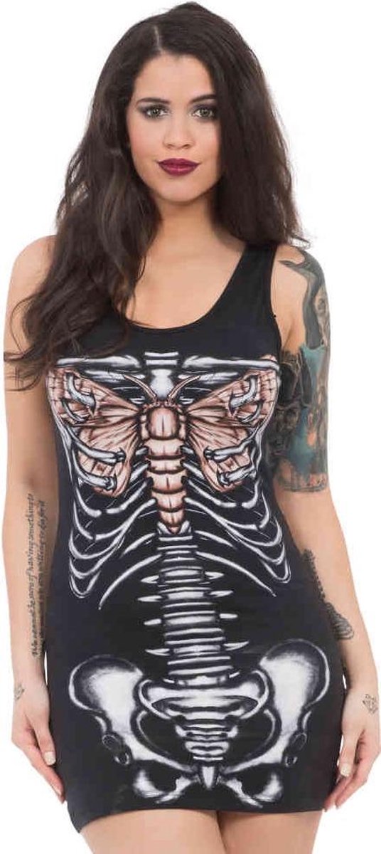 Jawbreaker Bodycon jurk -M- My Wings Beat for You Skeleton Zwart