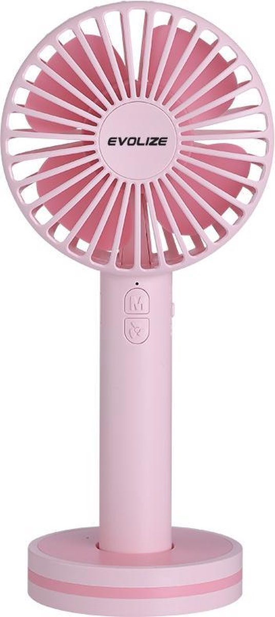 Evolize Stille Draadloze Mini Handventilator - 3 Snelheden - USB Oplaadbaar - Roze