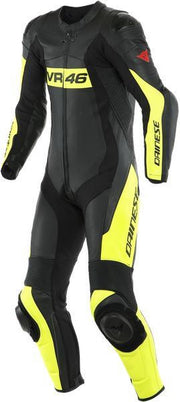 Dainese VR46 Tavullia Perforated Black Fluo Yellow One Piece Racing Suit 52