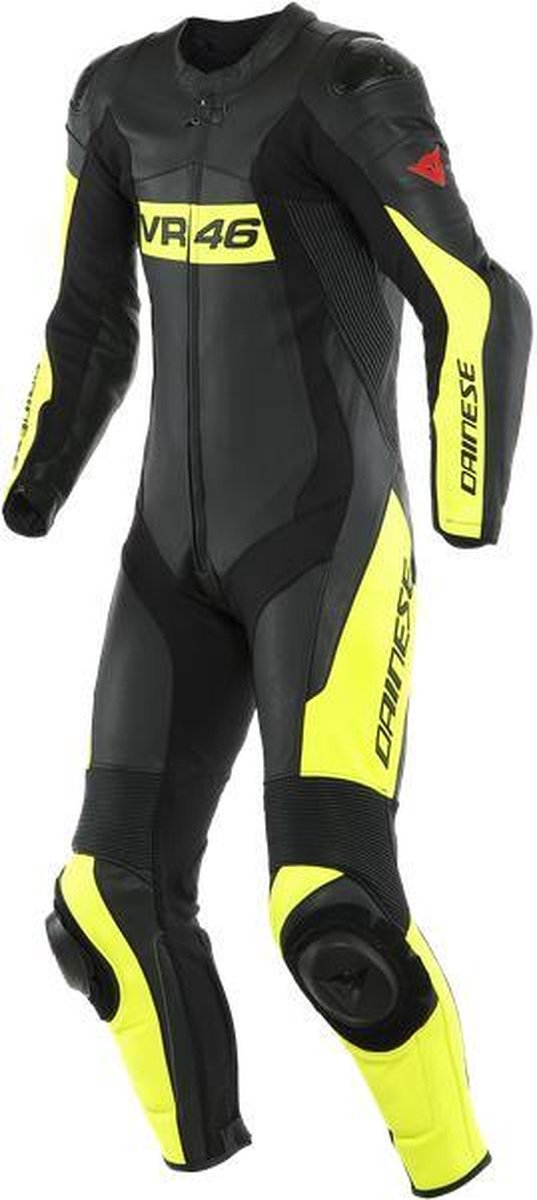 Dainese VR46 Tavullia Perforated Black Fluo Yellow One Piece Racing Suit 52