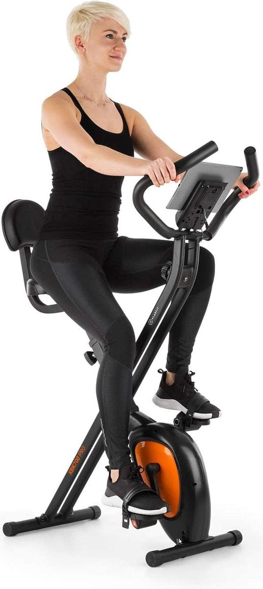 Gutos Pro Sportbike hometrainer - Met rugleuning - Fiets - Hometrainers - Zwart - Fitness voor ouderen - Inklapbaar - Opvouwbaar - Hometrainers fitness - Fitnessbike - Met hartslagmeter - Fitness fiets - LCD scherm - Telefoonhouder
