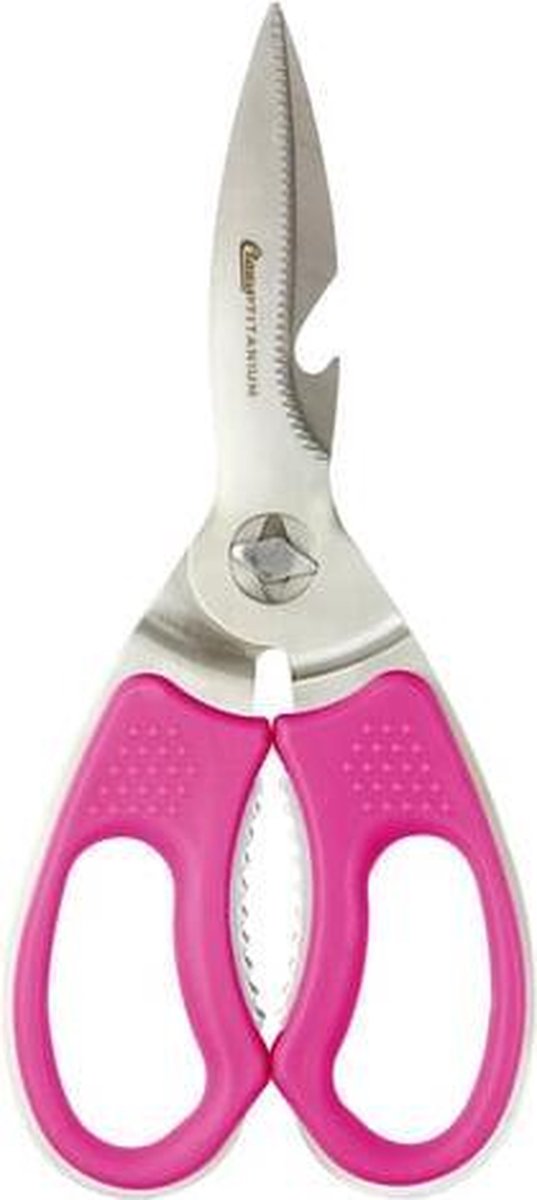 Schaar clauss titanium - 21cm roze stelbaar op blister
