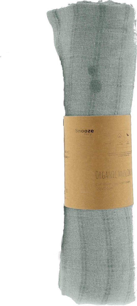 Snoozebaby swaddle/doek ledikant van 100% organic katoen - 120x120cm - Smokey Green groen