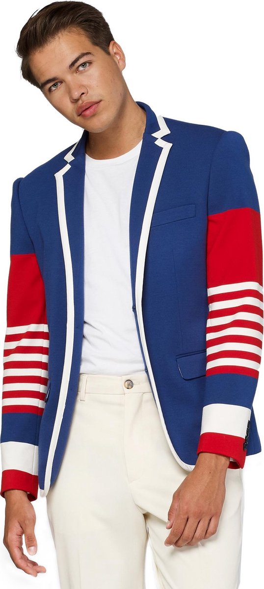 OppoSuits Deluxe Supportswear - Dandy Fan  - Heren Blazer - Sport - Cobalt Blue - Maat EU 46