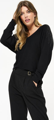 Trui met studs - Zwart