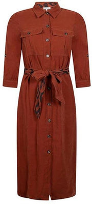 Tramontana | Midi Jurk met Washed Look | Cognac | Maat M | Jurken voor Vrouwen | Jurken Dames