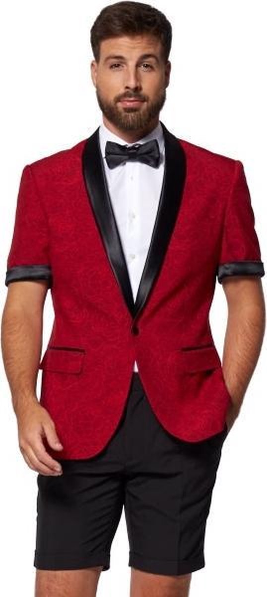 Opposuits Verkleedpak Peony Red Heren Polyester Rood/zwart Maat 50