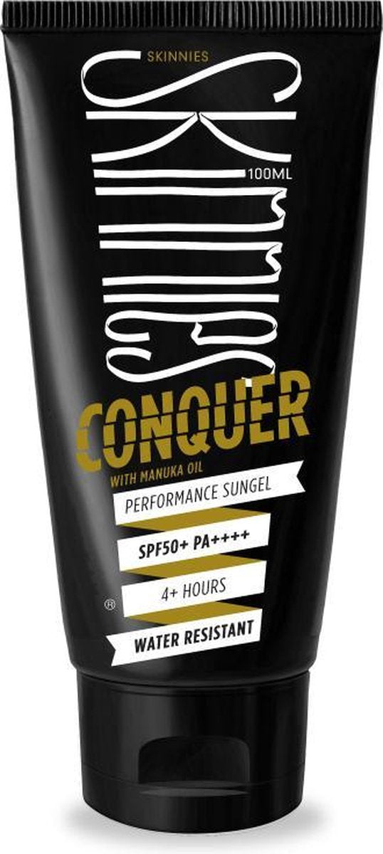 Skinnies Conquer SPF50+ - Zonnebrand Gel Gezicht en Lichaam – 4 uur Waterproof – 100ml
