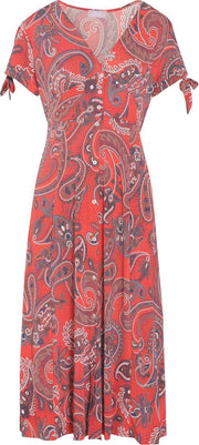 Cassis - Halflange jurk met kasjmierprint - Rood