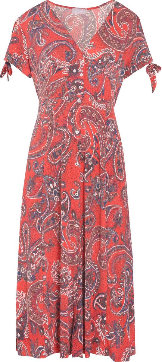 Cassis - Halflange jurk met kasjmierprint - Rood