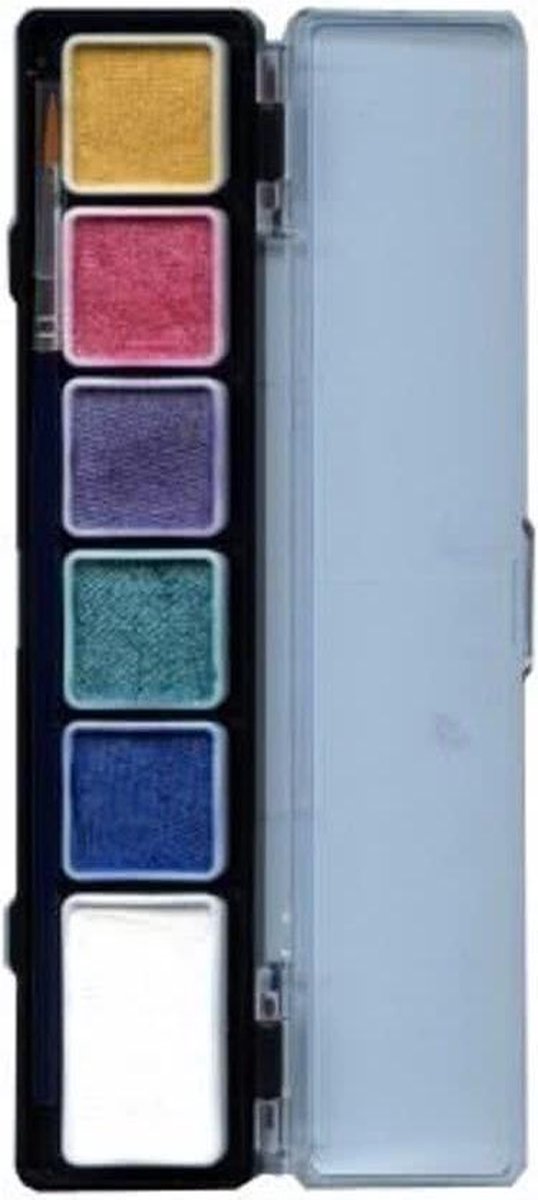 Aqua schminkpallet 6 metallic kleuren