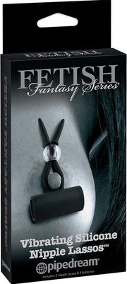 Vibrating Silicone Nipple Lassos - Black - Clamps - Nipple Vibrators & Stickers