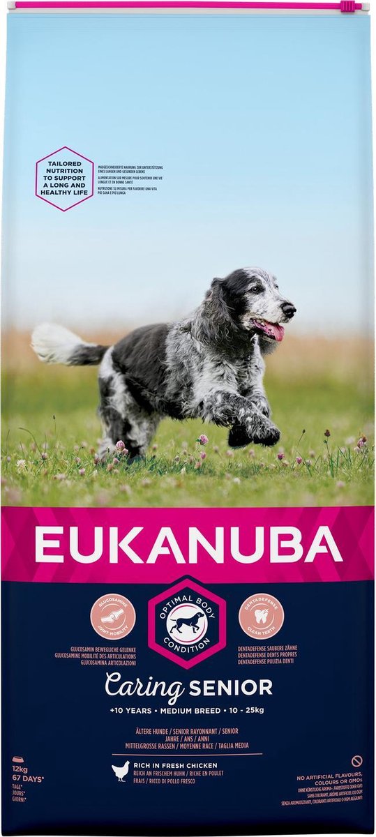 Eukanuba Caring Senior Medium Breed Kip - Hondenvoer - 12 kg