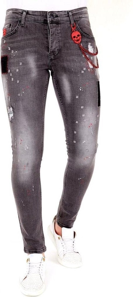 Local Fanatic Exclusieve Grijze Jeans Heren met Scheuren - 1032 - Grijs - Maten: 38