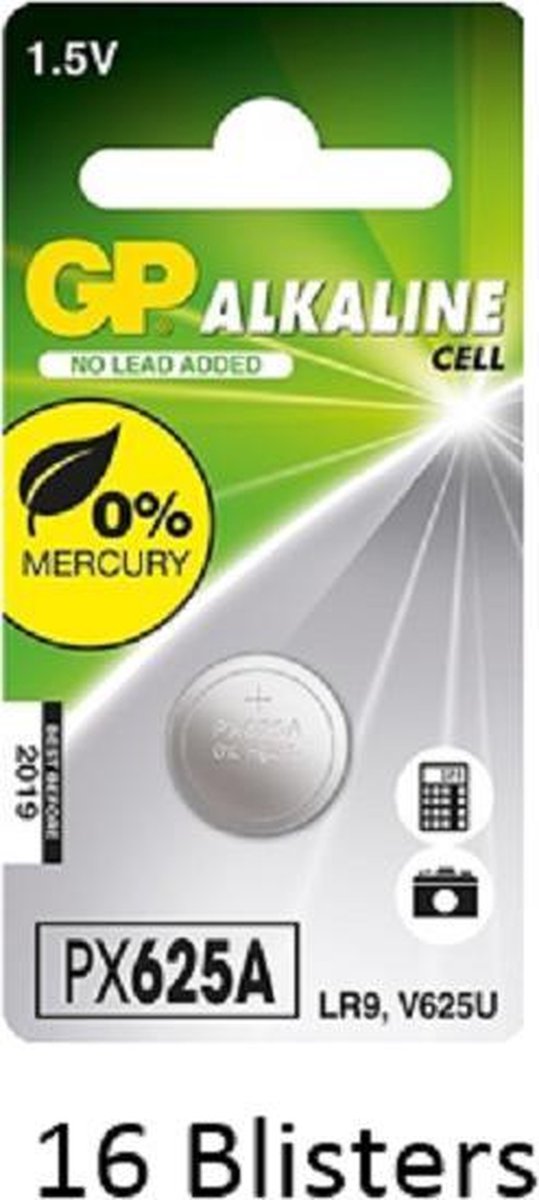 16 stuks (16 blisters a 1 stuks) GP Batteries Alkaline Cell 625A 1.5V