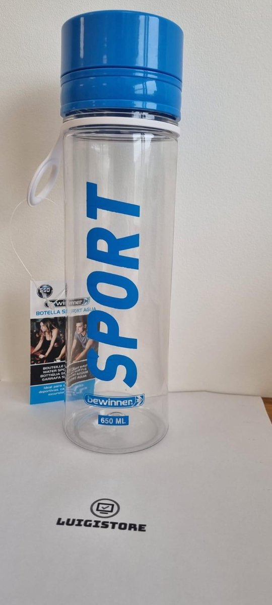LS - Sport bidon met oog - Blauw - ideaal voor de fiets of sportschool - 650ML - Sportbidon - Sportfles - Ophangoog