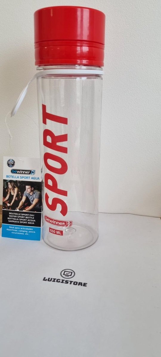 LS - Sport bidon met oog - Rood - ideaal voor de fiets of sportschool - 650ML - Sportbidon - Sportfles - Ophangoog