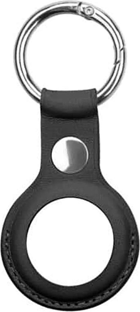Geschikt voor Apple AirTag Sleutelhanger - PU Leer AirTag Hoesje AirTag Hoesje - AirTag Apple Case - 1 stuk - Zwart