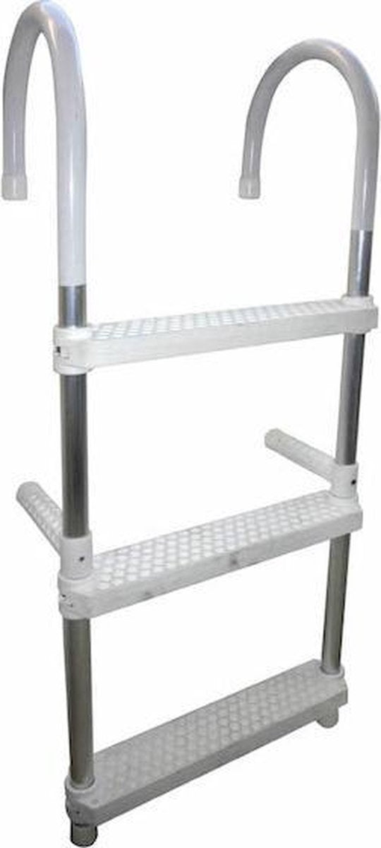 Zwemtrap 3-treden | 86cm | Aluminium | Ophanghaken | verstelbare afstandhouders | Allpa
