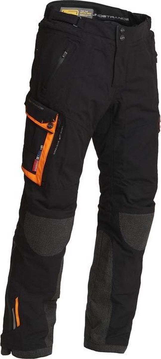 Lindstrands textiel motorbroek Sunne zwart/oranje 48