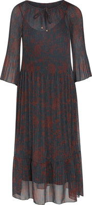 Cassis - Jurk in plissévoile met fantasieprint - Groen