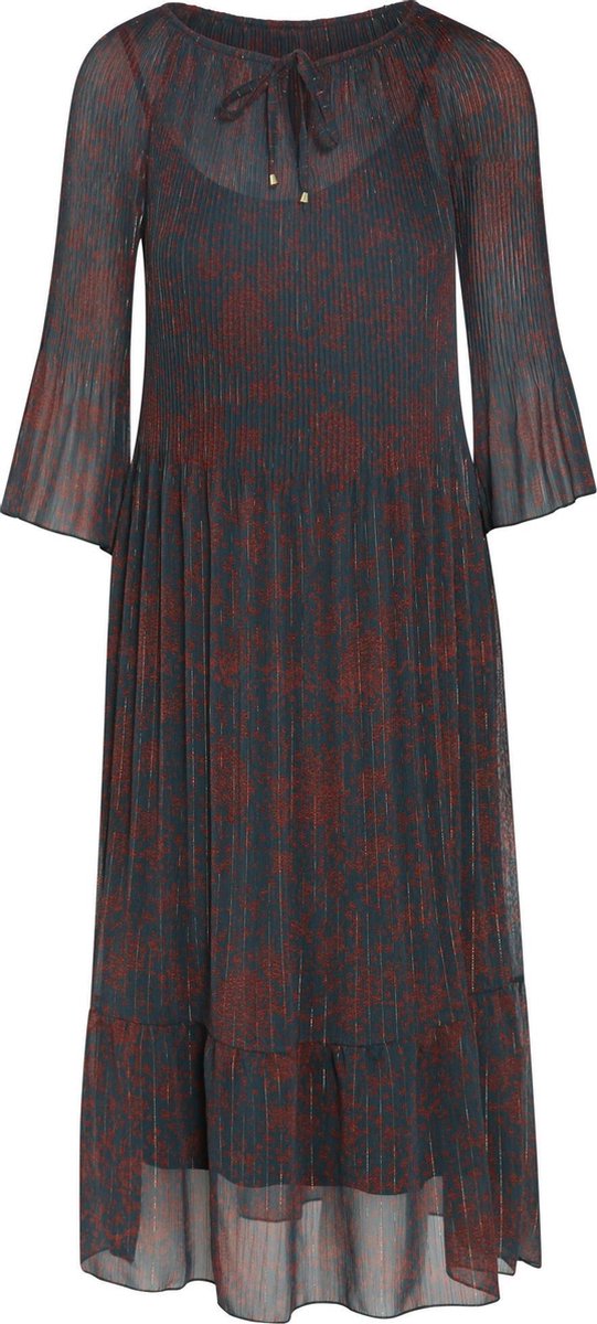 Cassis - Jurk in plissévoile met fantasieprint - Groen
