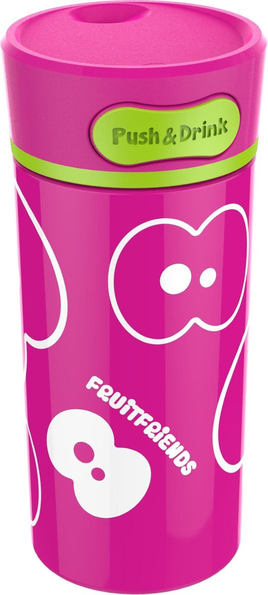 Fruitfriends Drinkbeker Push - RVS - 300 ml - Pink