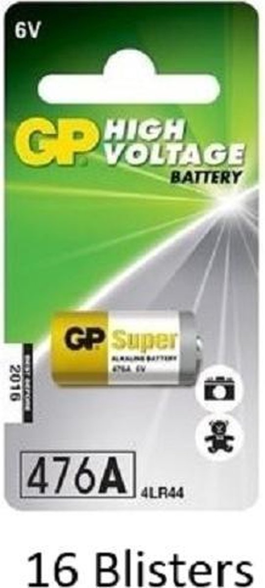 16 stuks (16 blisters a 1 stuks) GP Fotobatterij 476A/PX28A - 6V