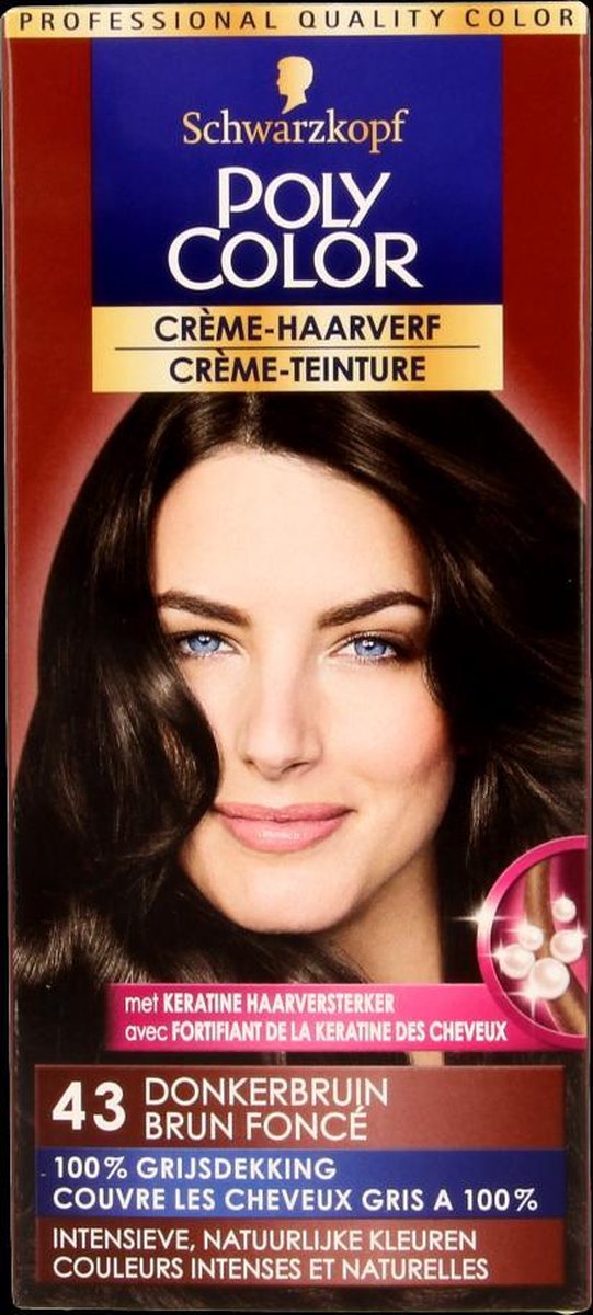 Poly Color Creme Haarverf 43 - Donkerbruin - 3 st - voordeelverpakking