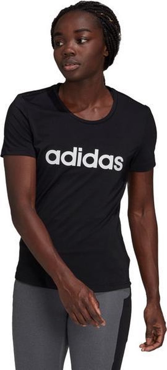 adidas D2M LO T-Shirt Dames - zwart/wit - maat M