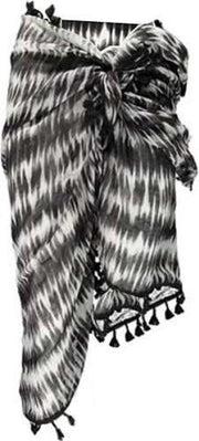 Pareo Omslagdoek Dames Beach - Tie-Dye Print - Zwart/Wit