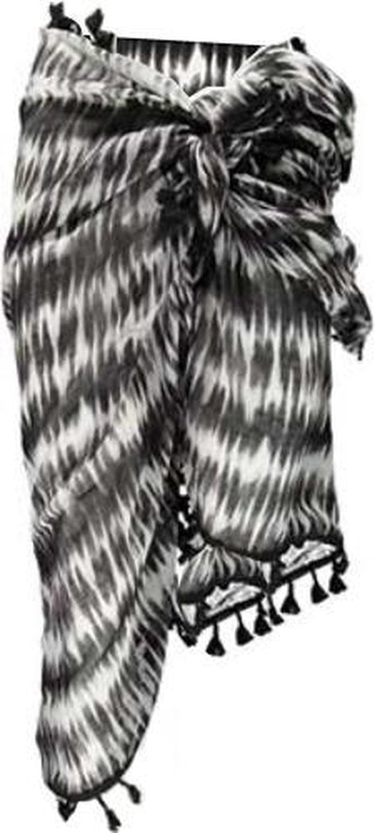 Pareo Omslagdoek Dames Beach - Tie-Dye Print - Zwart/Wit