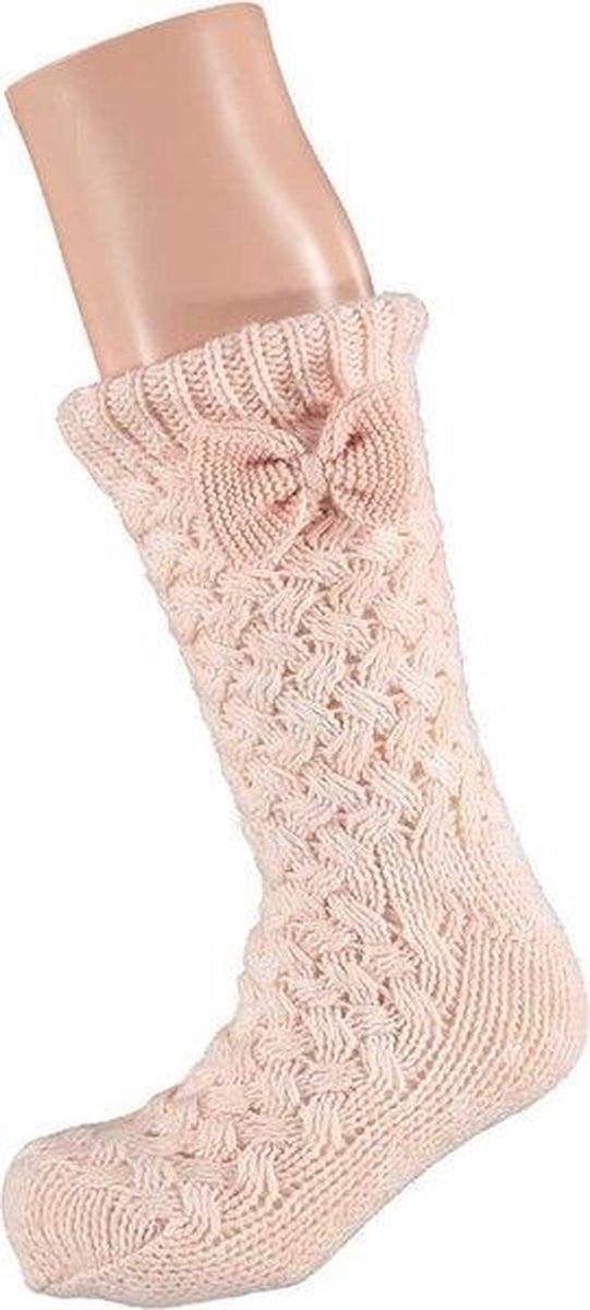 Apollo Cosy Homewear Dames huissokken - chenille gevoerd - one size slofsokken - zalmkleur