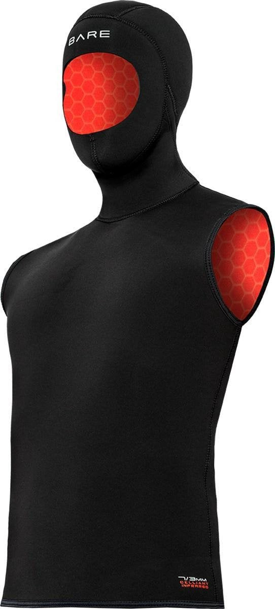 Bare 5/3mm Ultrawarmth Hooded Vest Black Men S - Wetsuitvest - Heren - Zwart