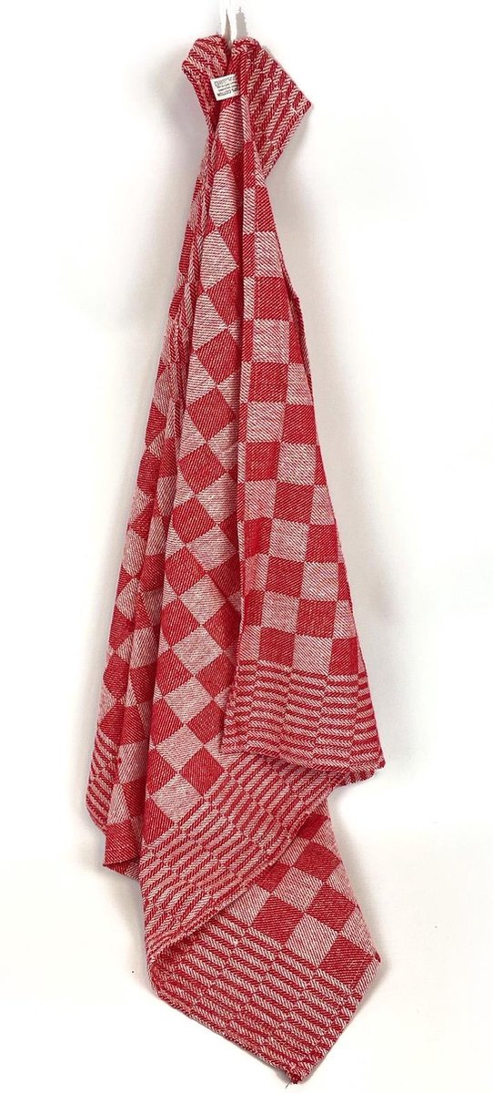 Theedoekenset 65 x 65 cm Geblokt Rood (per set van 6)