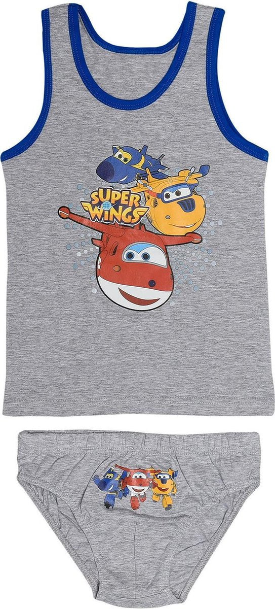 Super Wings Ondergoed Junior Katoen Grijs 2-delig Mt 4-5 Jaar