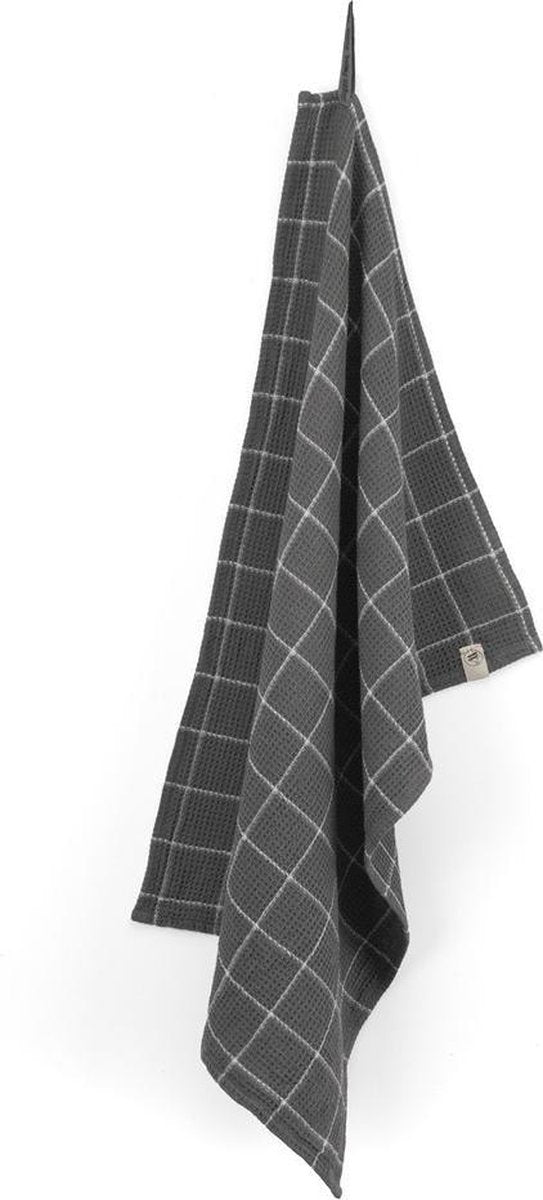 Walra Keukendoek Dry with Cubes - 50x70 - 100% Katoen - Off Black