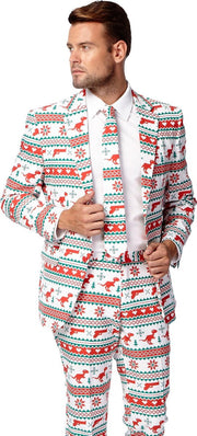 OppoSuits Gangstaclaus - Mannen Kostuum - Wit - Kerst - Maat 52