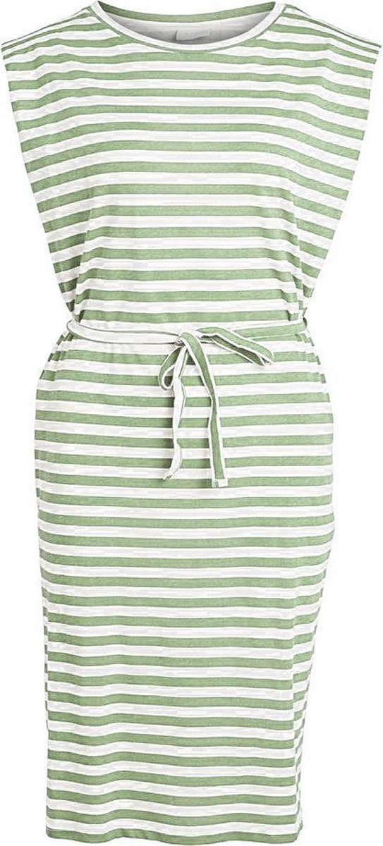 Vifuma S/l Stripe Belt Dress 14069271 Cameo Green/cloud Dancer