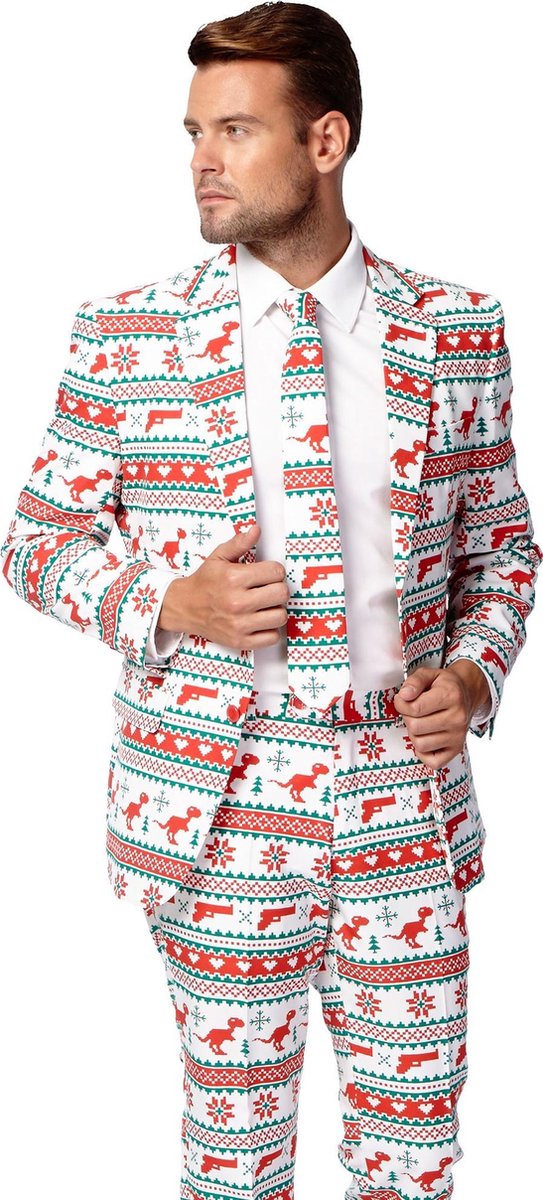 OppoSuits Gangstaclaus - Mannen Kostuum - Wit - Kerst - Maat 60